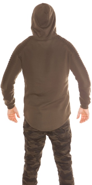 Trendy Men s Long Hoodie with pocket Khaki